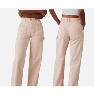 AMERICAN EAGLE AEO Pink Twill Super High-Rise Baggy Wide Leg Crop Jeans  Size 6